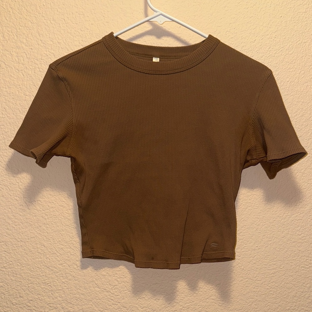 Fabletics Brown Ribbed Crop Top